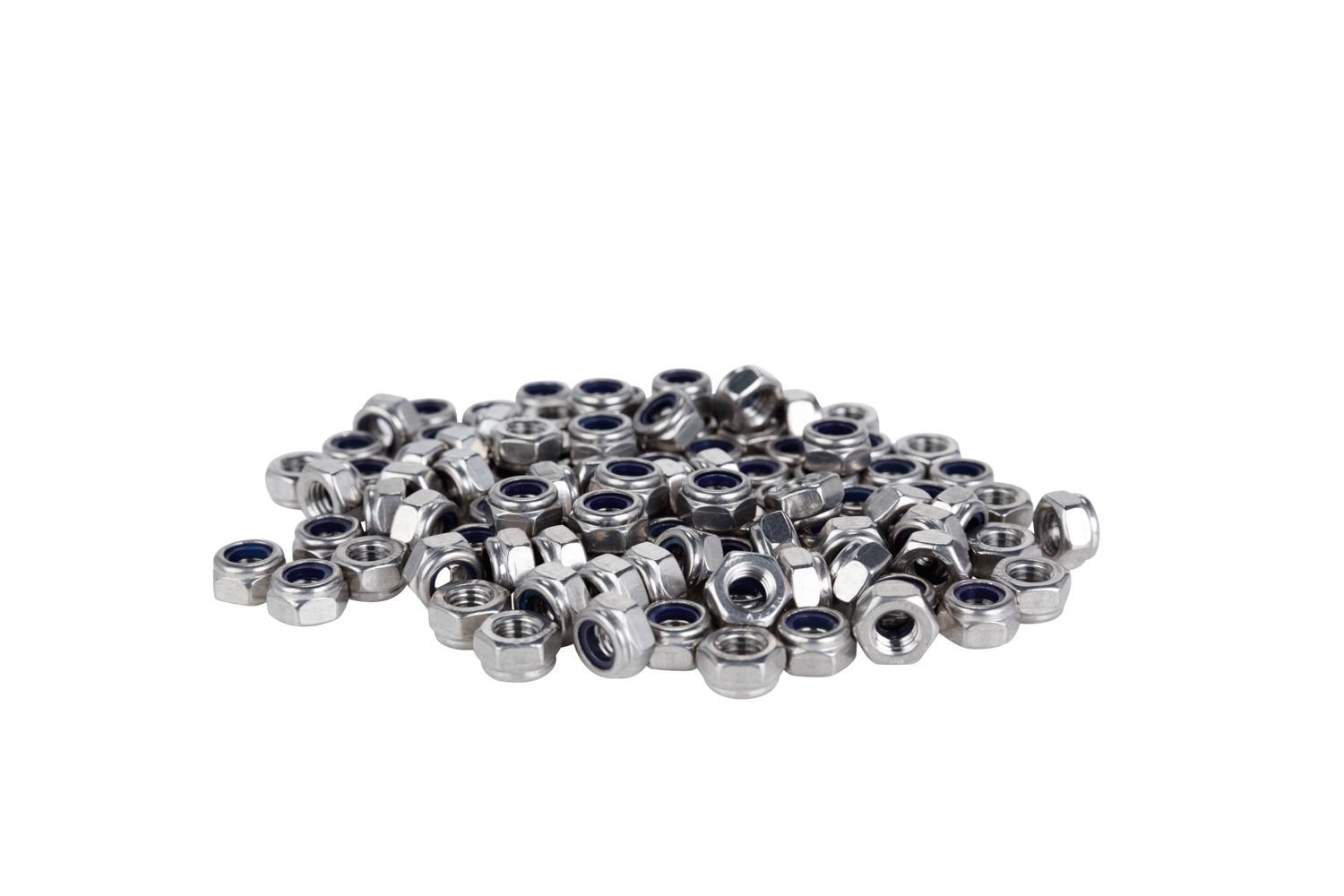 one hundred stainless steel nyloc nuts
